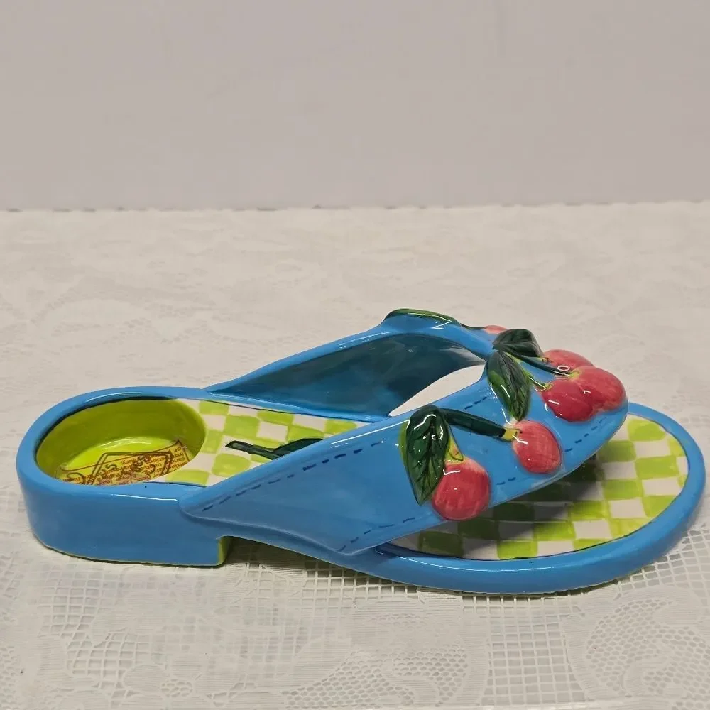 Diane Artware Ceramic Flip Flop “Cherry Cobbler” Votive Candle Holder Y2K Summer